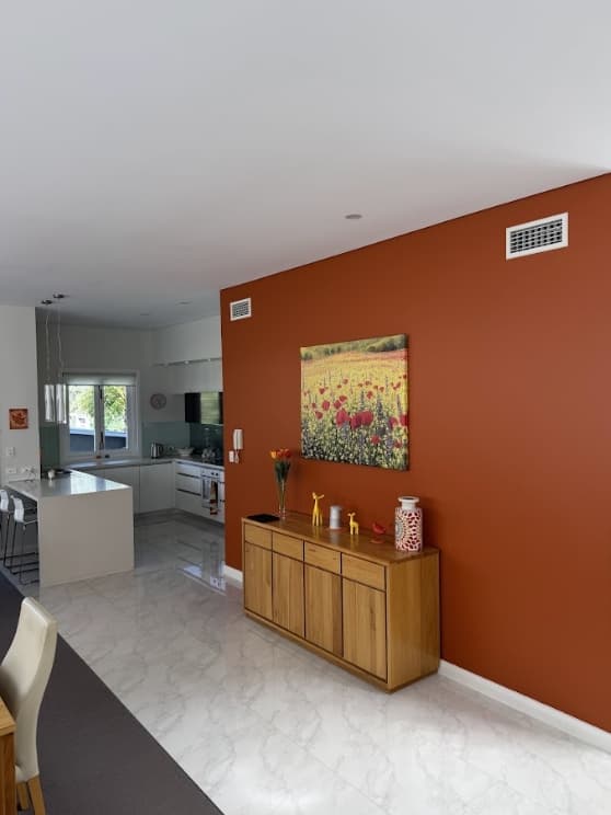 Feature Wall Painting Sydney - After Interior living area after feature wall painting in Sydney with modern orange accent wall