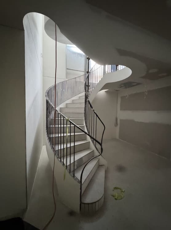 Interior Staircase Painting Sydney - Before Interior staircase before painting renovation in Sydney showing unfinished walls and surface preparation`
